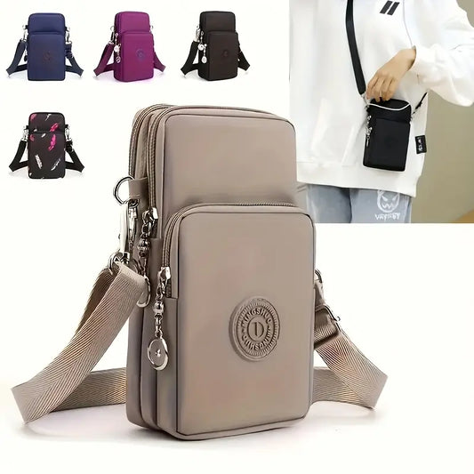 New Women's Casual Crossbody Bag - Solid Color Nylon, Polyester Lining, Zipper Closure