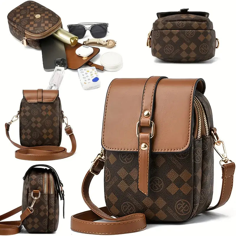 Leather  Women's Phone Bag - Multi-layer, Practical, Niche, Versatile, Large Capacity